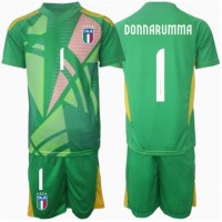 Dres Taliansko Gianluigi Donnarumma #1 Brankarsky Preč pre deti ME 2024 Krátky Rukáv (+ trenírky)